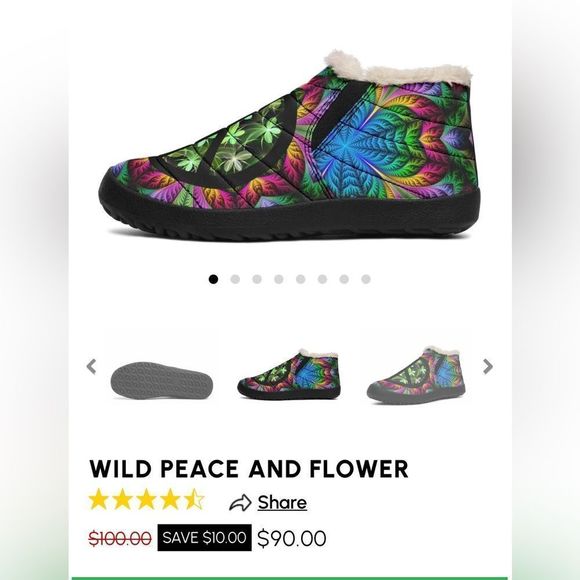 Yes We Vibe Winter Comfort Sneaker Boot 5.5 Vegan Cruelty Free Peace Sign - Picture 2 of 11